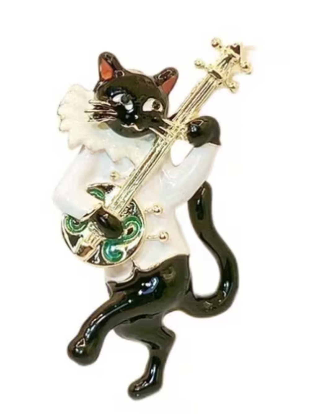Handcrafted Cat Brooch in The Shape of an Electric Guitar - Unique - NWT